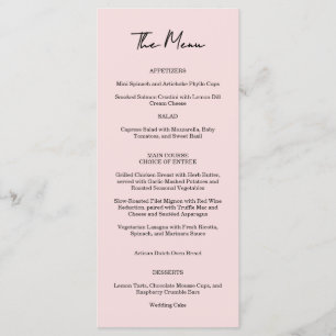 Garden Rose Pink Wedding Menu 