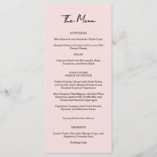 Garden Rose Pink Wedding Menu