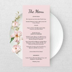 Garden Rose Pink Wedding Menu 
