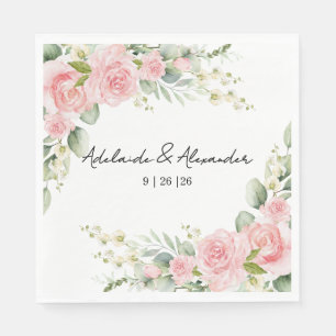 Garden Rose Pink Wedding Reception  Napkin