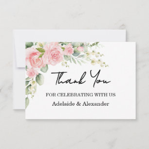 Garden Rose Pink Wedding Thank You Card