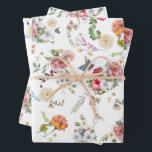 Garden Rose Romantic Floral Watercolor Wrapping Paper Sheet<br><div class="desc">Wrapping paper sheets featuring garden rose florals in watercolor. Perfect for any occasion.</div>