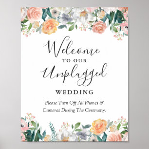 Garden Rose Unplugged Wedding Sign