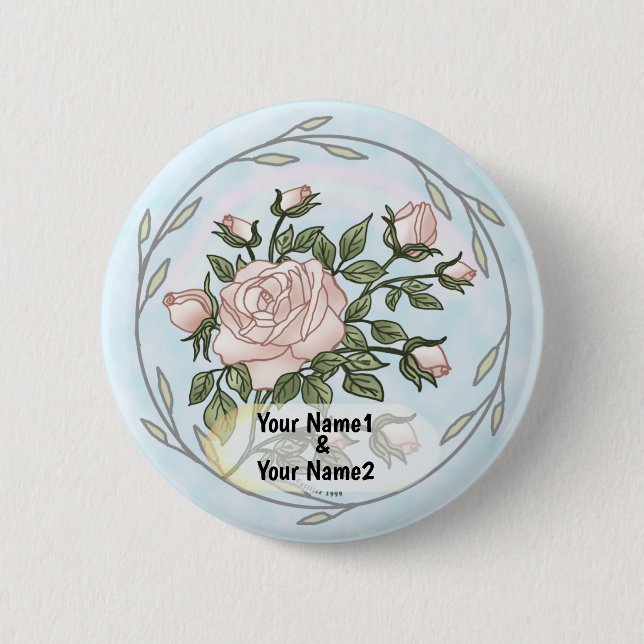 Garden  roses  6 cm round badge (Front)