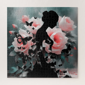 Garden Roses Ballerina & Butterflies Ethereal Art Jigsaw Puzzle