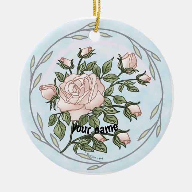 Garden roses  ceramic tree decoration (Front)