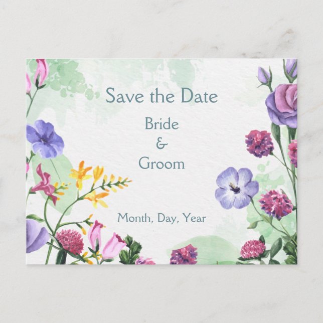  Garden Roses Flowers Save the Date Announcement (Front)