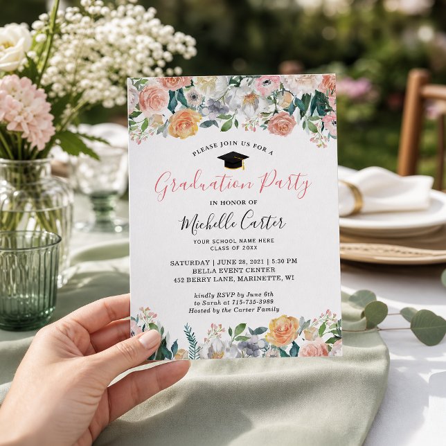 Garden Roses Graduation Party Invitation (Creator Uploaded)