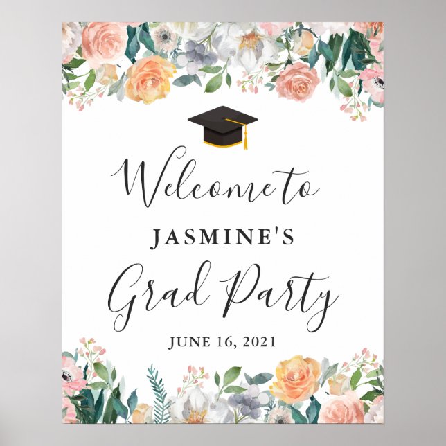 Garden Roses Graduation Party Sign (Front)