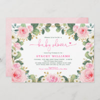 Garden Roses Hot Pink Floral Greenery Baby Shower