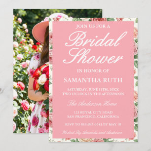 Garden Roses Photo Bridal Shower Invitation