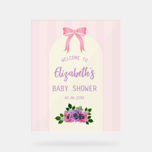 Garden Roses Pink Baby Shower Acrylic Sign