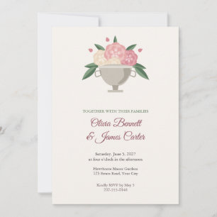 Garden Roses Vintage Urn Wedding Invitation