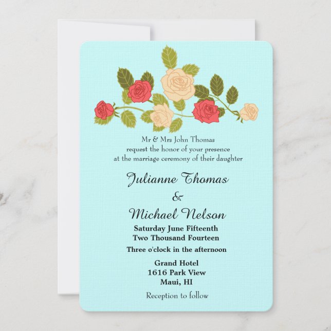 Garden Roses Wedding Invitation (Front)