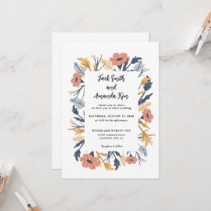 Garden Rustic Wildflower Floral Wedding inviation Invitation