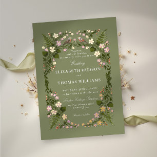 Garden Sage Green Floral Elegant Whimsical Wedding