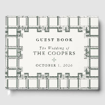 Garden Sage Green Ivory Greek Key Family Name