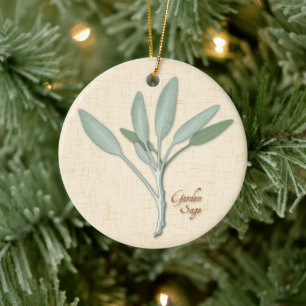 Garden Sage Herb Ceramic Tree Decoration