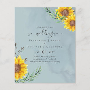 Garden Sage Sunflowers Rustic Boho Wedding Flyer