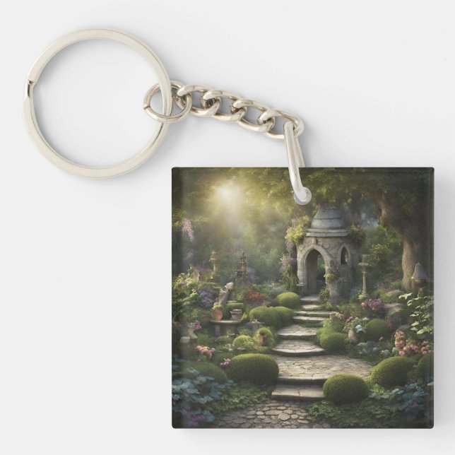 Garden Sanctuary Art Key Ring (Front)