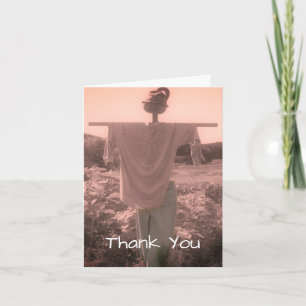 Garden Scarecrow Black And White Thank You Card