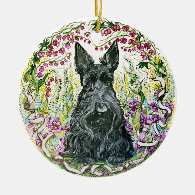 Garden Scottie Ornament (Front)