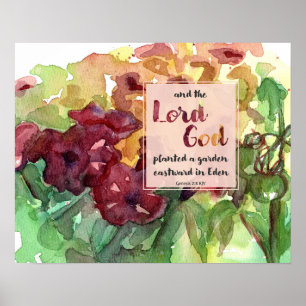 Garden Scripture Genesis Petunia Flowers Poster