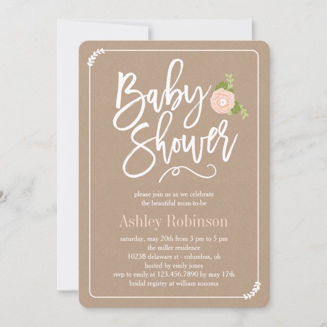 Garden Shower Baby Shower Invitation Kraft (Front)