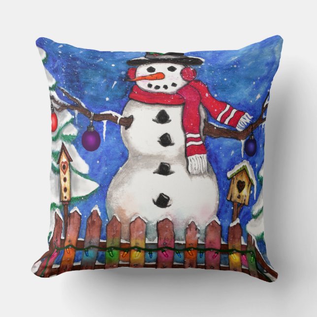 Garden Snowman Cushion (Front)