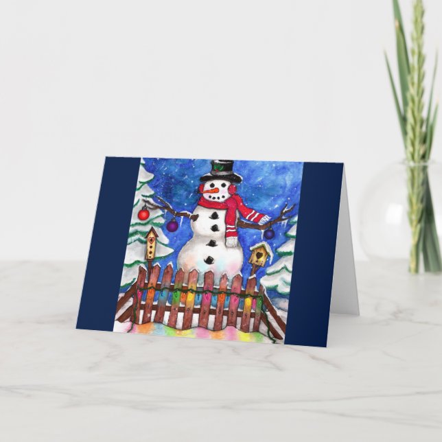 Garden Snowman Holiday Card (Front)