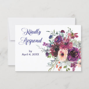 Garden Splash Modern Floral Wedding RSVP Card