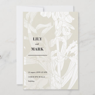 Garden spring flowers. Engraved background.  Invitation