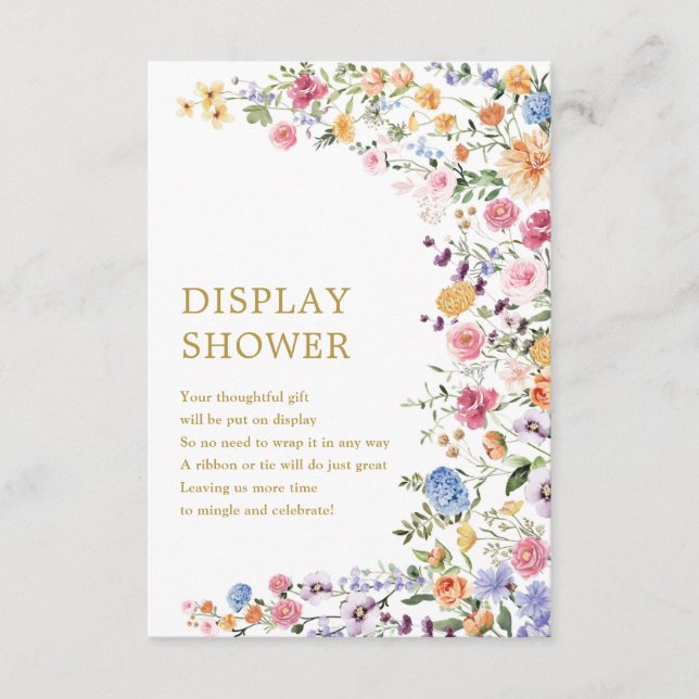 Garden Spring Wildflower Wedding Display Shower Enclosure Card (Front)