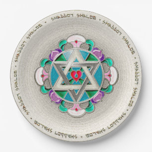 Garden Star Shabbos Paper Plate