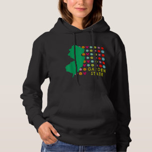 Garden State NJ Pretty Flowers New Jersey Map Grap Hoodie