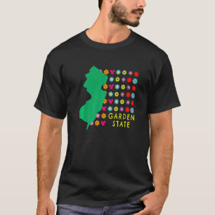 Garden State Nj Pretty Flowers New Jersey Map Grap T-Shirt
