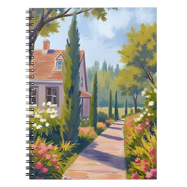 Garden Stroll | Oil Painting Floral Path Notebook (Front)
