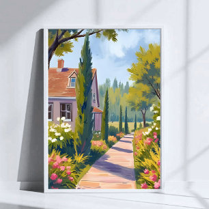 Garden Stroll   Oil Painting Floral Watercolor Poster