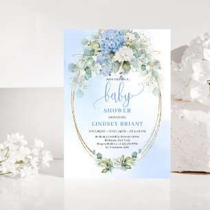 Garden Style Blue Hydrangeas Baby Shower Invitatio Invitation