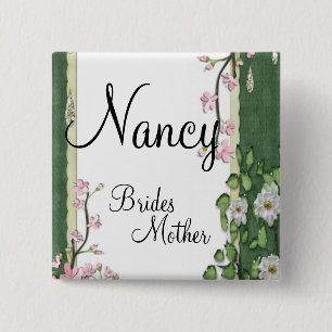 Garden Stylish Classy Brides Mother Wedding 15 Cm Square Badge
