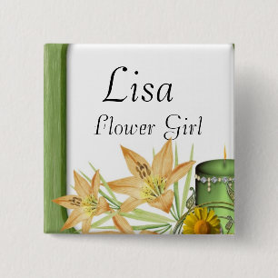 Garden Stylish Classy Flower Girl  Wedding 15 Cm Square Badge