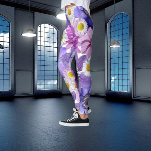 Garden, Stylish Leggings purple Colourful Flower