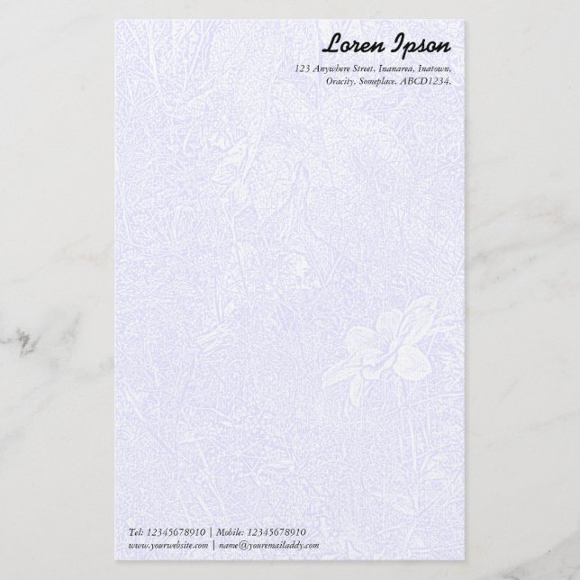 Garden - Subtle Blue Stationery (Front)