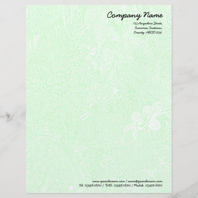 Garden - Subtle Green Custom Letterhead (Front)