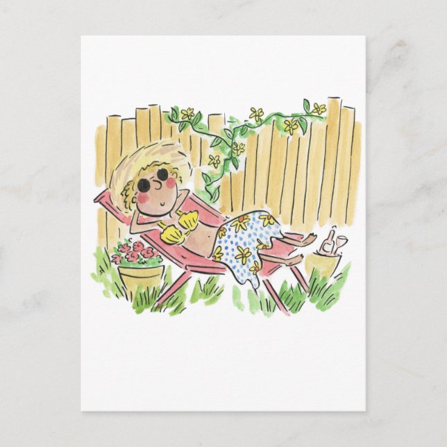 Garden Sunbathing Postcard (Front)