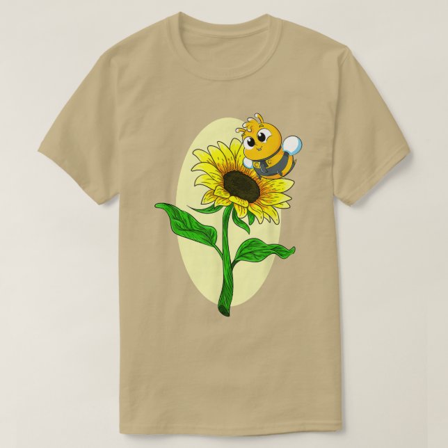 Garden Sunflower Cute Bee Yellow Flower Hippie Sun T-Shirt (Design Front)