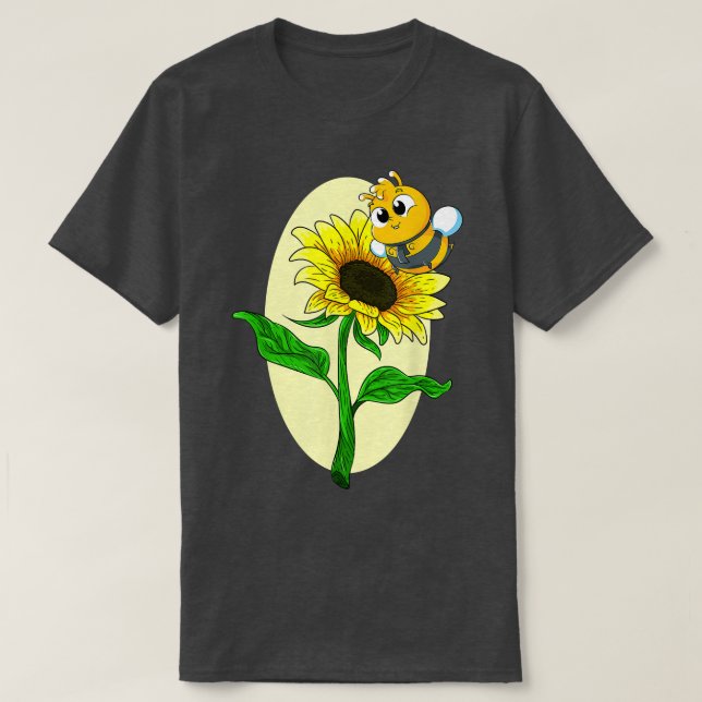 Garden Sunflower Cute Bee Yellow Flower Hippie Sun T-Shirt (Design Front)