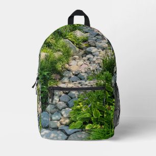Garden sunlit stone pathway botanical garden printed backpack