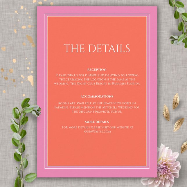 Garden Sunrise Pink Orange Boho Wedding Enclosure Card (Creator Uploaded)