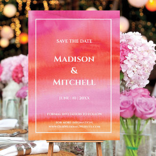 Garden Sunrise Pink Orange Watercolor Wedding Invitation